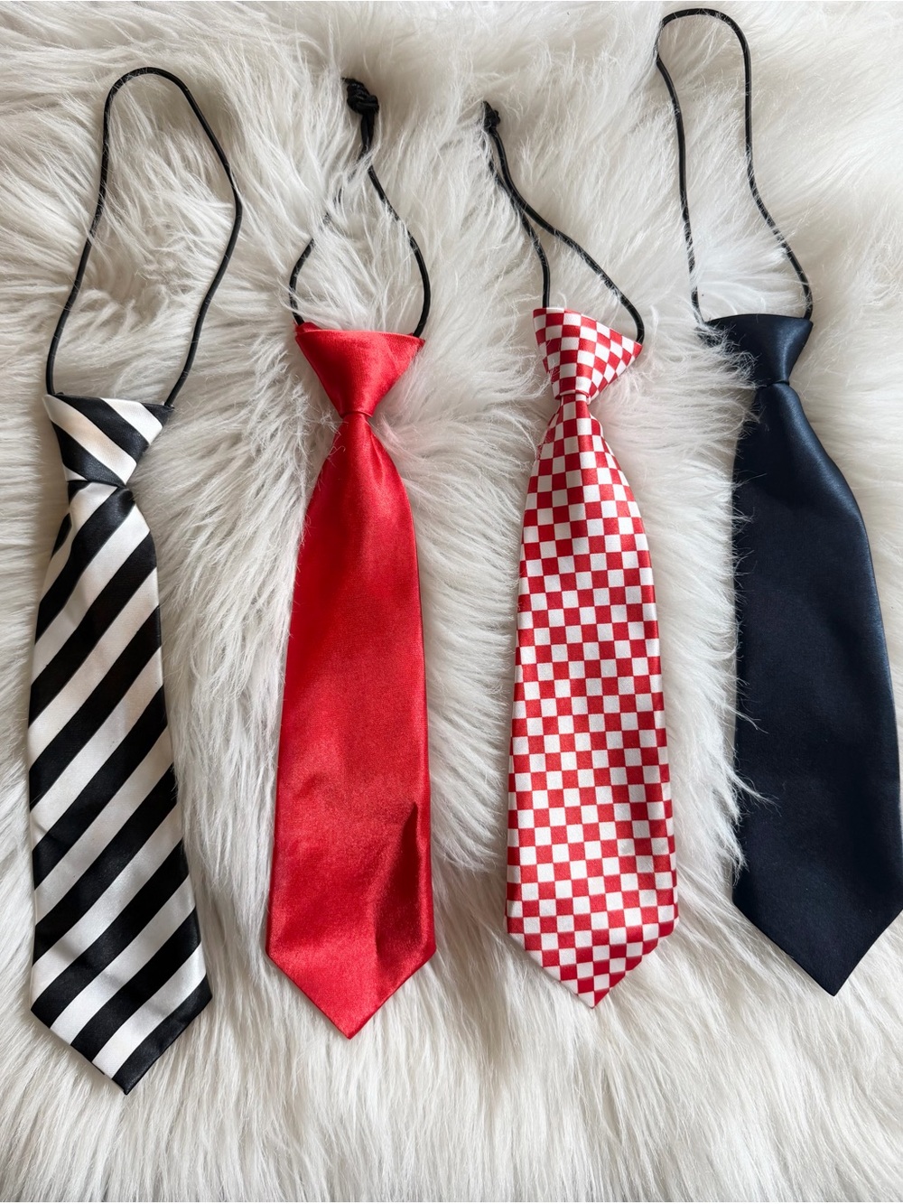 Kids Adjustable Red & Black Neckties Set - Classic & Checker Styles